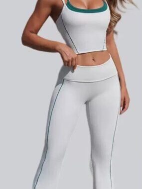 OTOS Activewear Set Sport Bra Leggings High Support Padded Fitness WHT Various